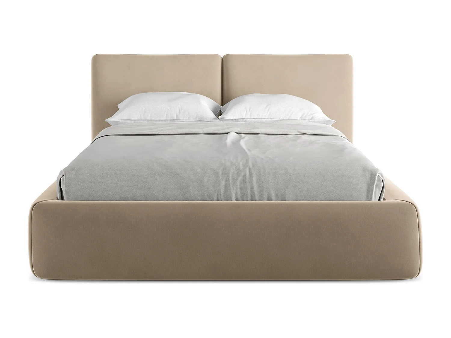 Łóżko 160 x 228 - z weluru - jasny beż - HOKU