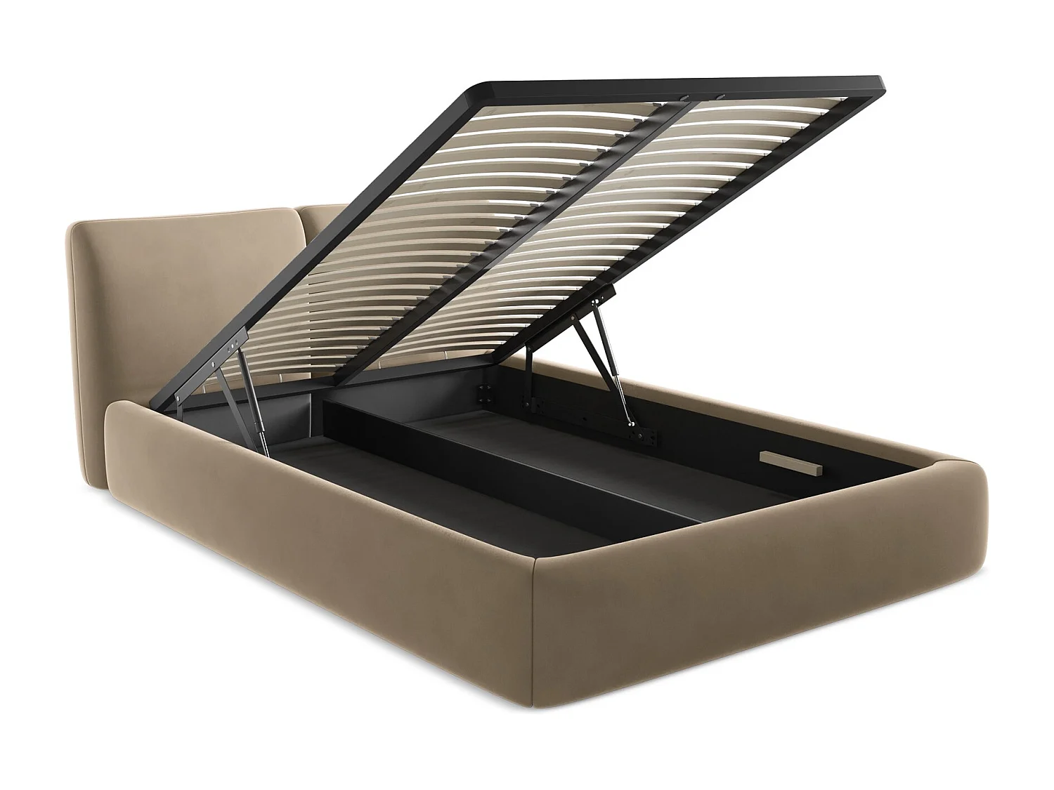 Łóżko 160 x 228 - z weluru - jasny beż - HOKU