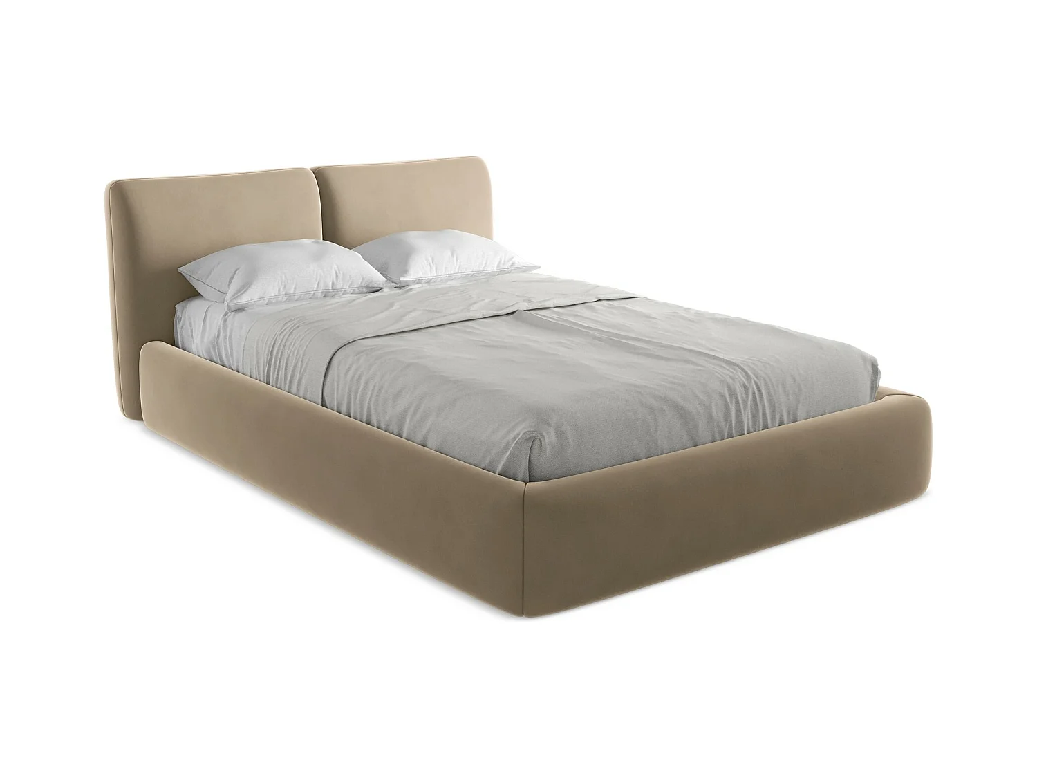 Lit coffre en velours 140 x 200 - beige clair - HOKU
