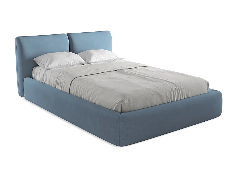 Bed met opbergruimte 160 x 228 - chenille stof - lichtgrijs - HOKU