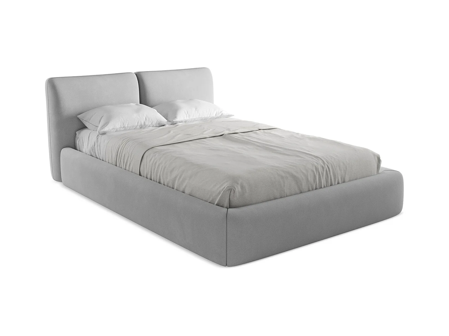 Bed met opbergruimte 160 x 228 - chenille stof - lichtgrijs - HOKU