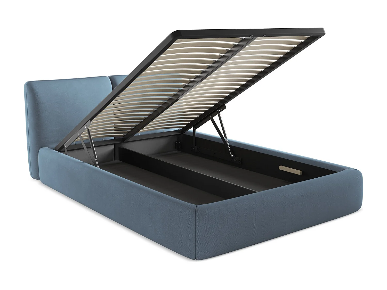 Lit coffre en tissu chenille 140 x 200 - gris clair - HOKU