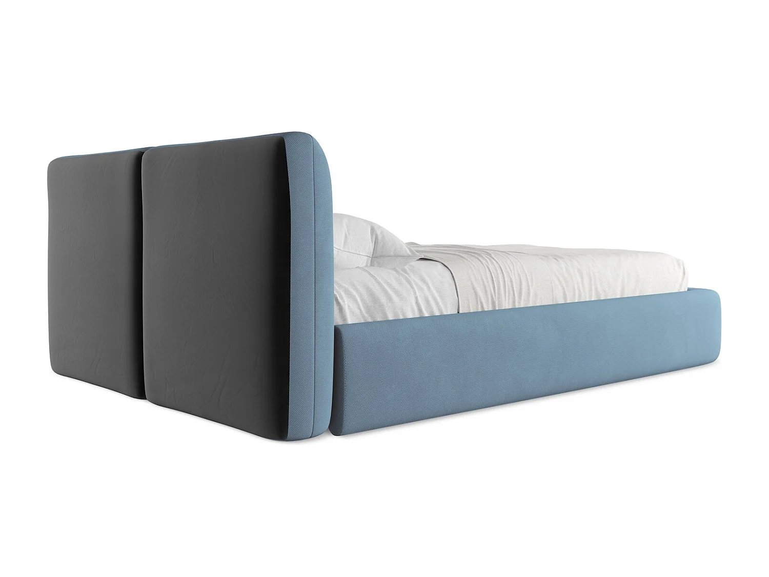 Lit coffre en tissu chenille 140 x 200 - gris clair - HOKU