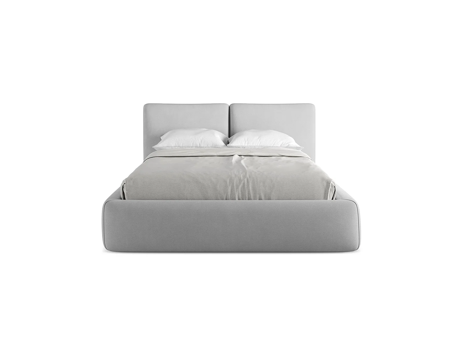 Bett mit Bettkasten - 160 x 228 - Chenille - Hellgrau - MILANO
