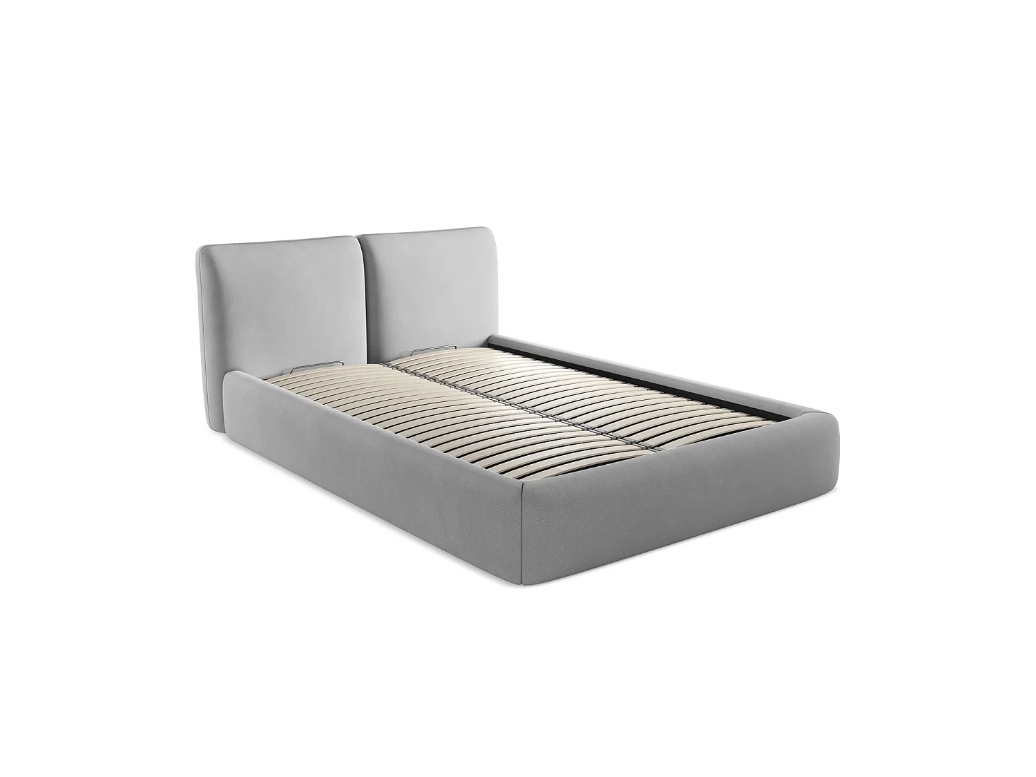 Bett mit Bettkasten - 160 x 228 - Chenille - Hellgrau - MILANO