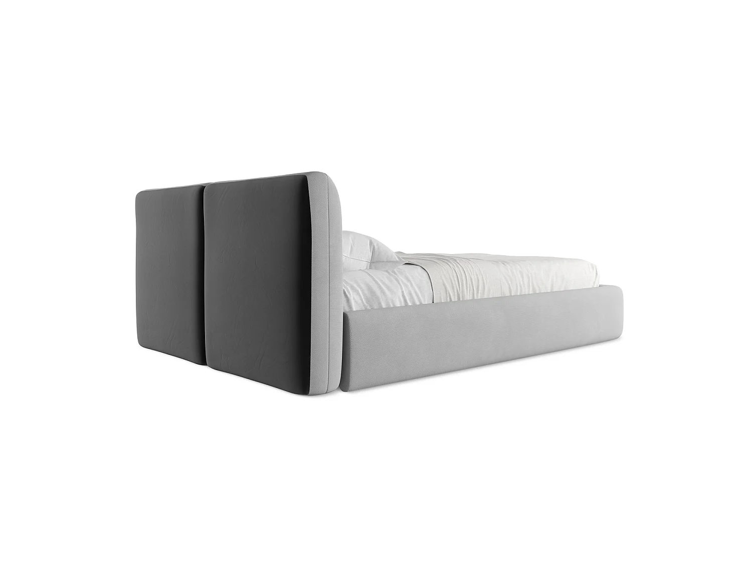 Bett mit Bettkasten - 160 x 228 - Chenille - Hellgrau - MILANO