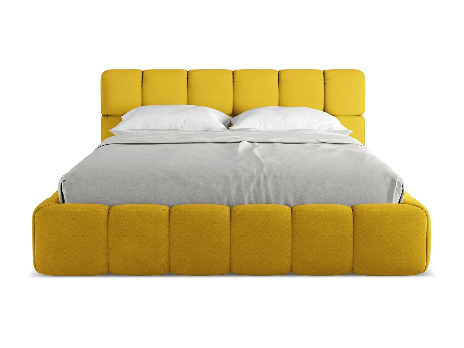 Lit coffre en tissu chenille 160 x 200 - moutarde - NALU