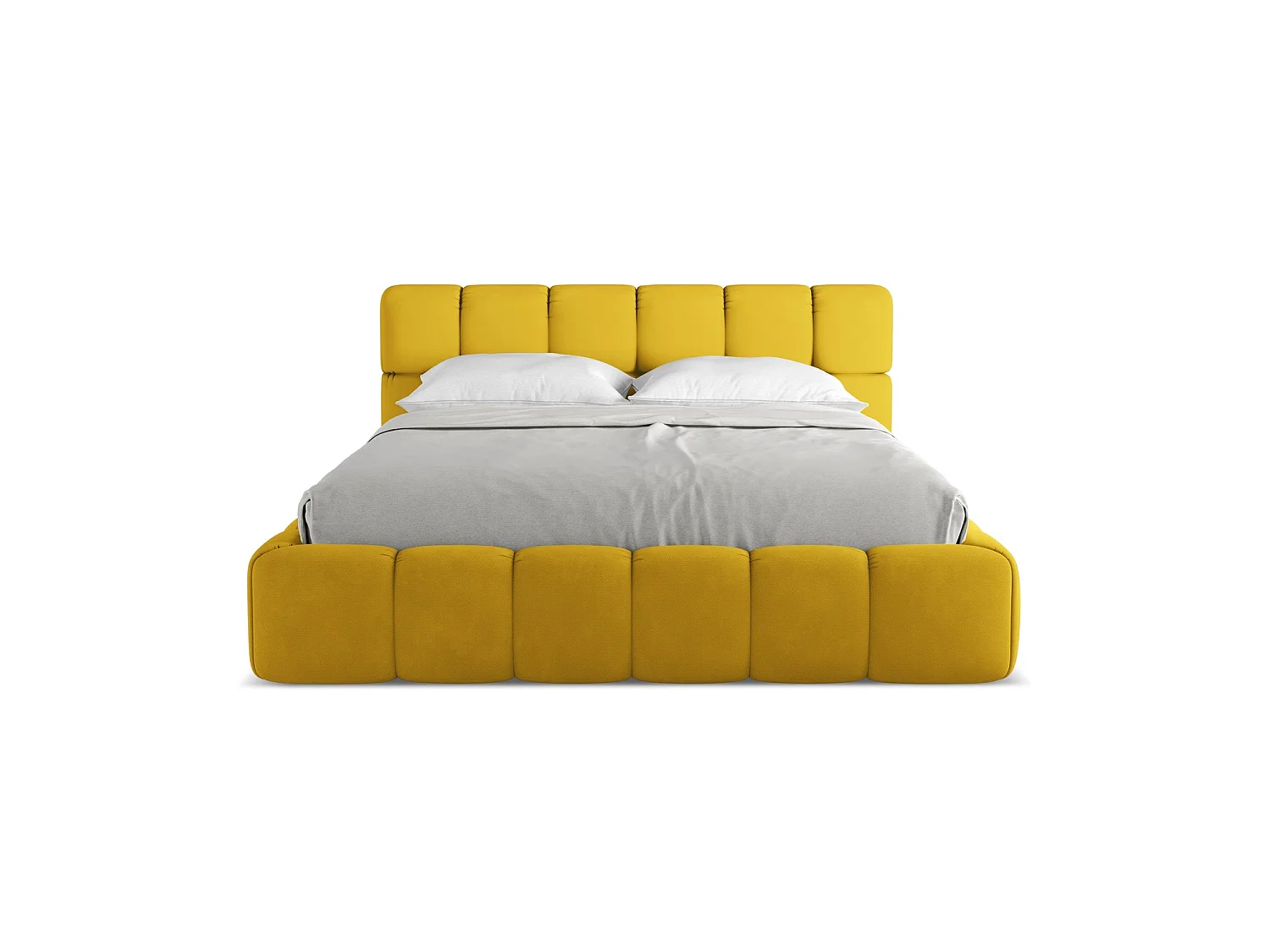 Lit coffre en tissu chenille 180 x 228 - moutarde - ROMA