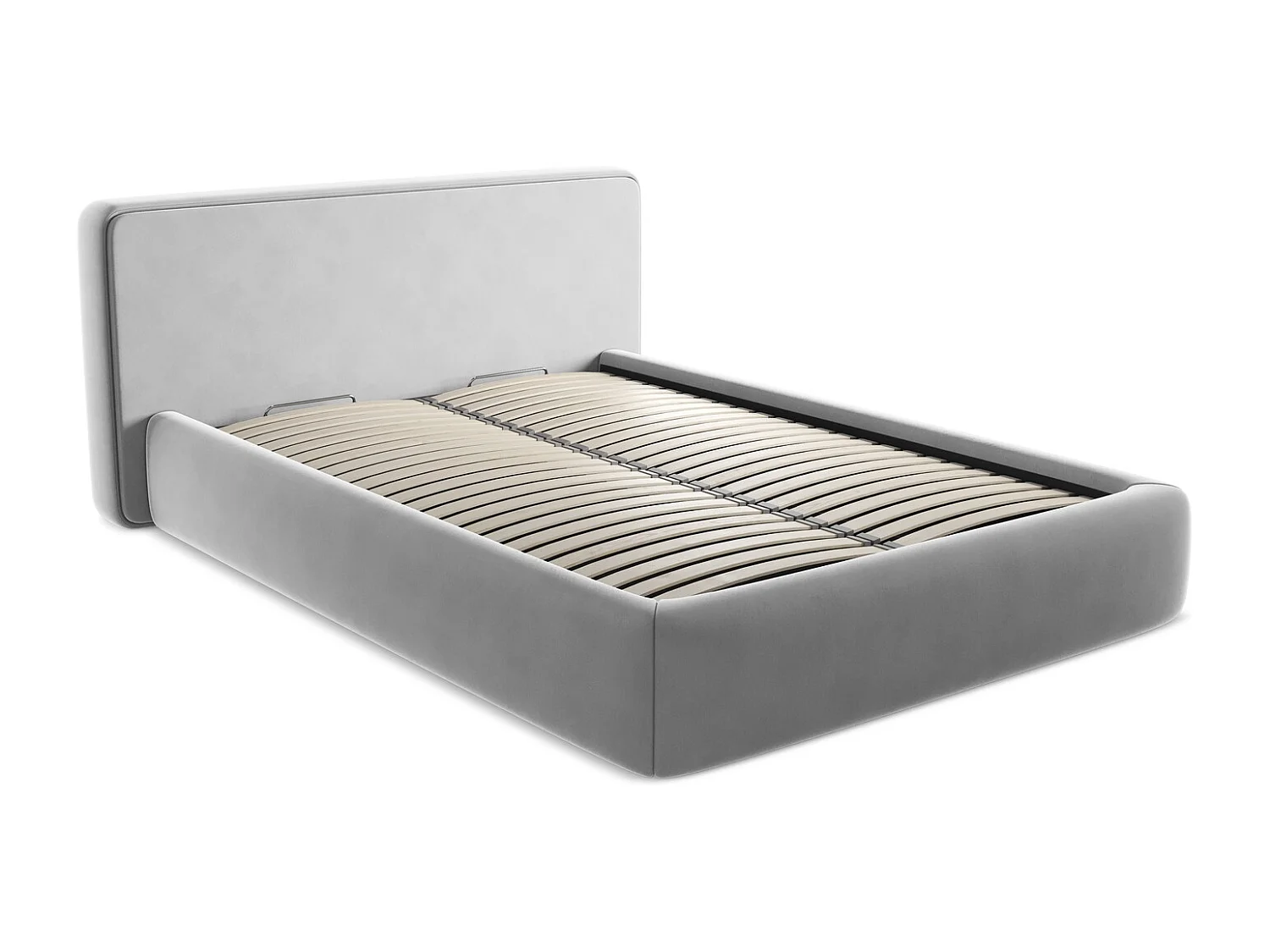 Lit coffre en velours 140 x 200 - gris - KIANA