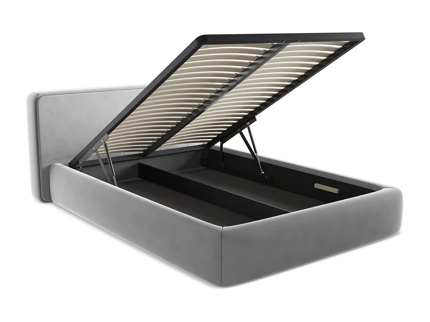 Lit coffre en velours 140 x 200 - gris - KIANA