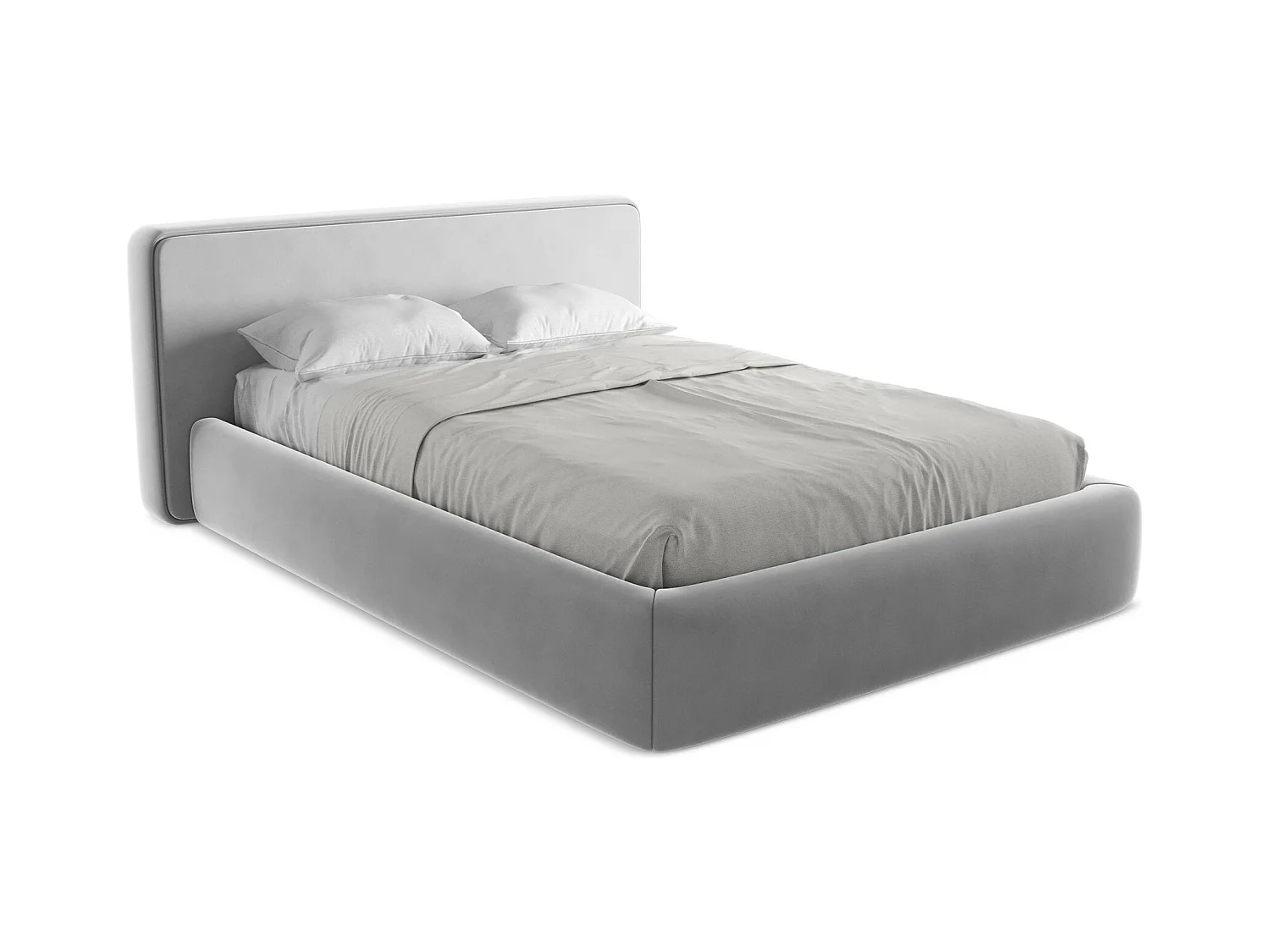 Bed met opbergruimte 180 x 225 - velours - grijs - KIANA