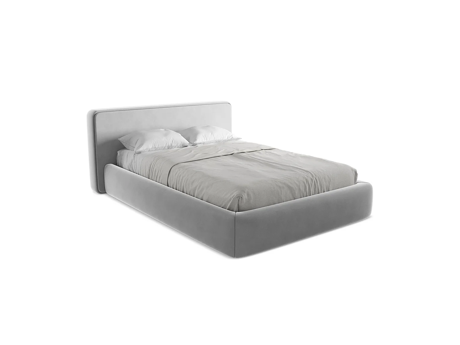 Lit coffre en velours 180 x 225 - gris - FIRENZE