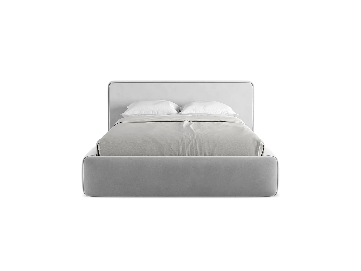 Lit coffre en velours 180 x 225 - gris - FIRENZE