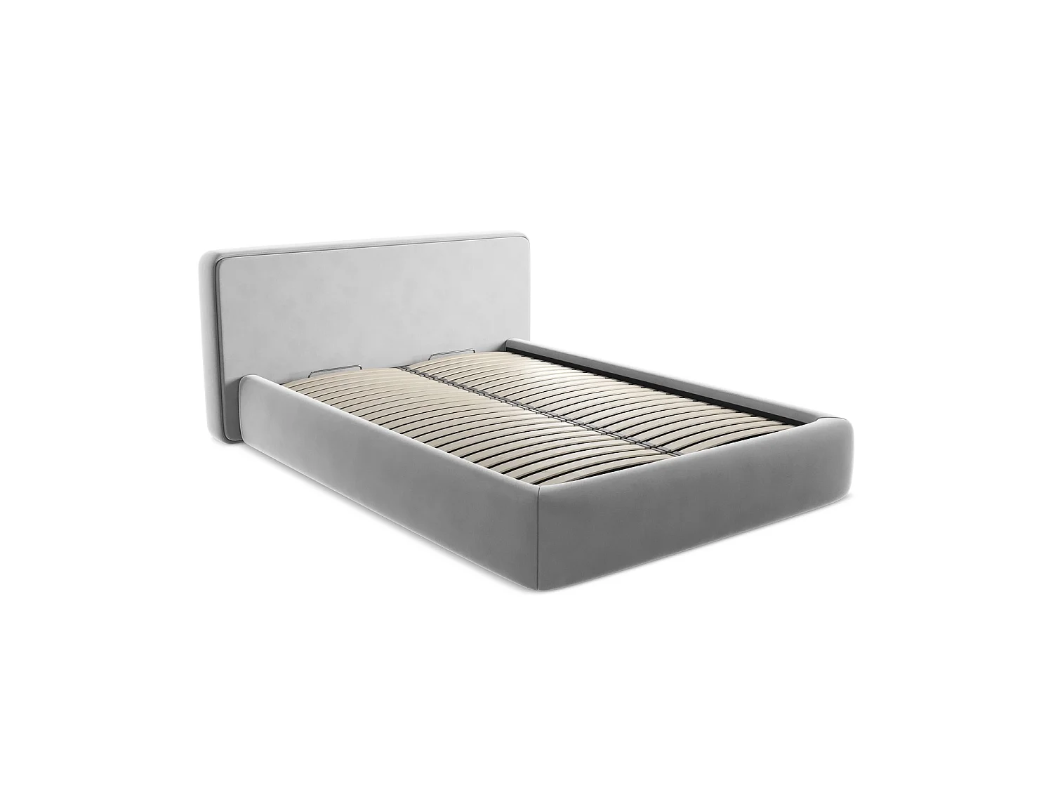 Lit coffre en velours 180 x 225 - gris - FIRENZE