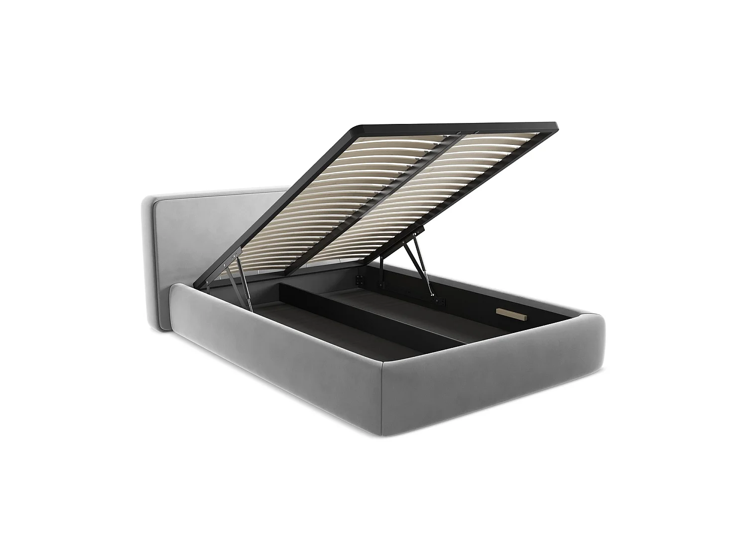 Lit coffre en velours 180 x 225 - gris - FIRENZE