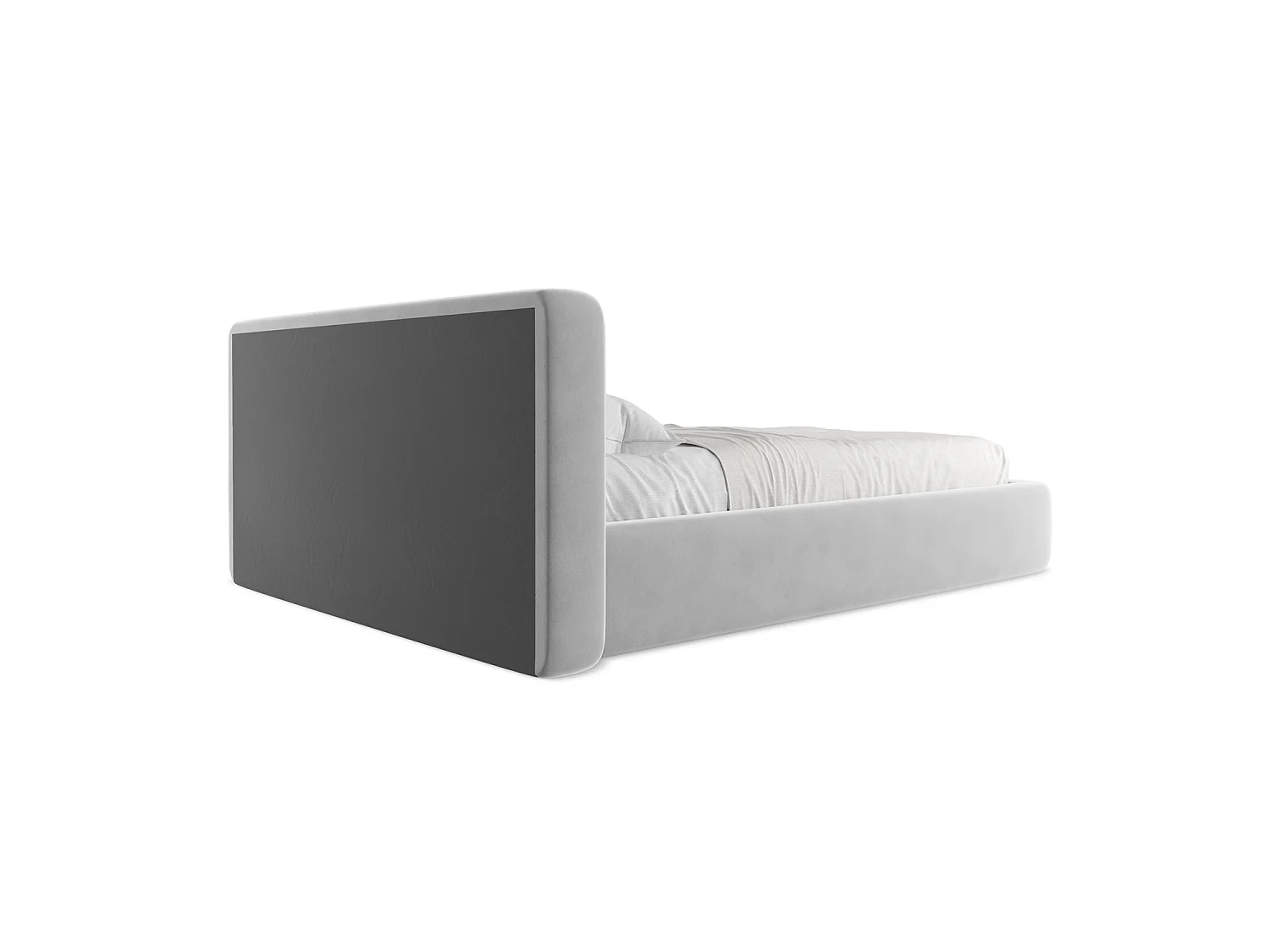 Lit coffre en velours 180 x 225 - gris - FIRENZE