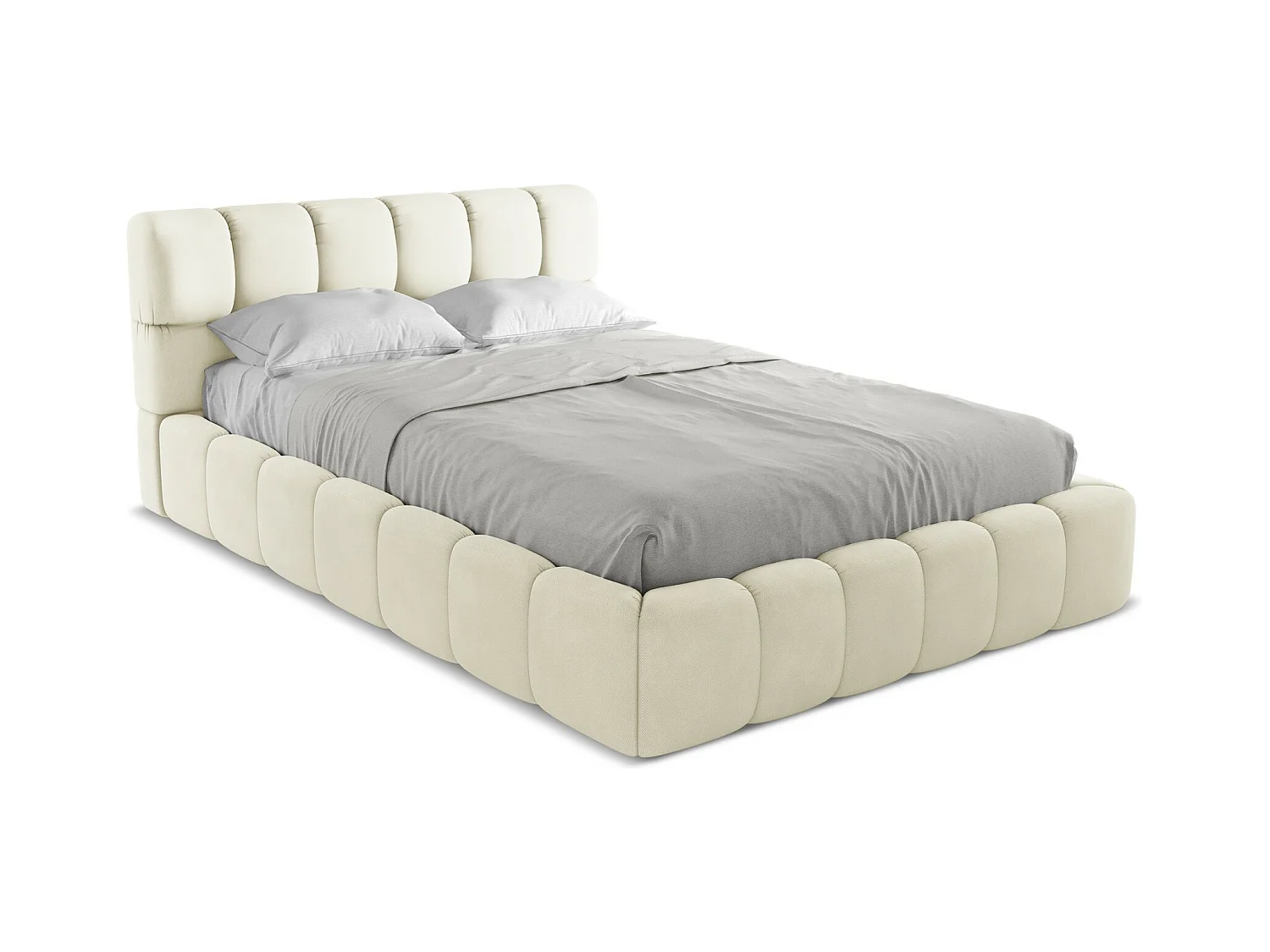 Bed met opbergruimte 160 x 228 - chenille stof - beige - NALU