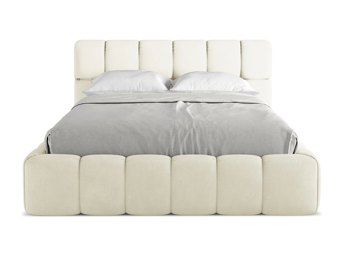 Lit coffre en tissu chenille 140 x 200 - beige - NALU