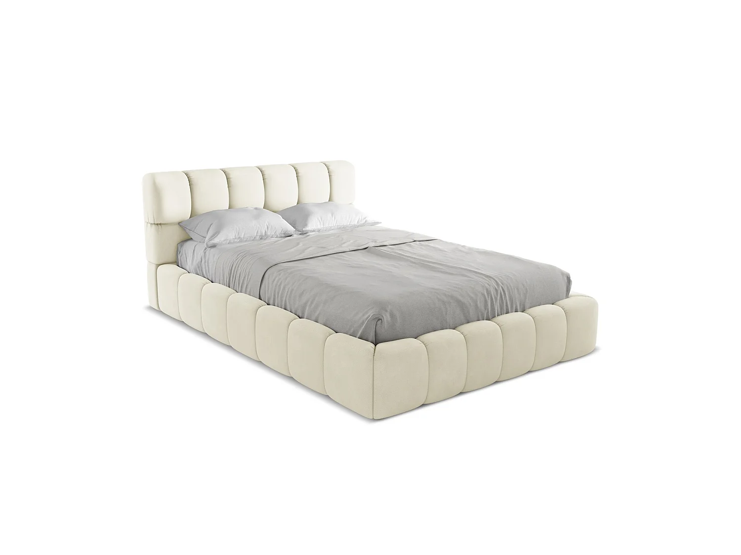 Lit coffre en tissu chenille 160 x 228 - beige - ROMA