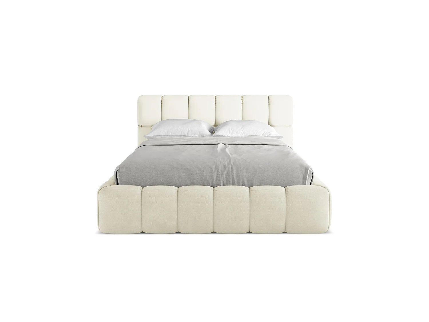 Lit coffre en tissu chenille 160 x 228 - beige - ROMA