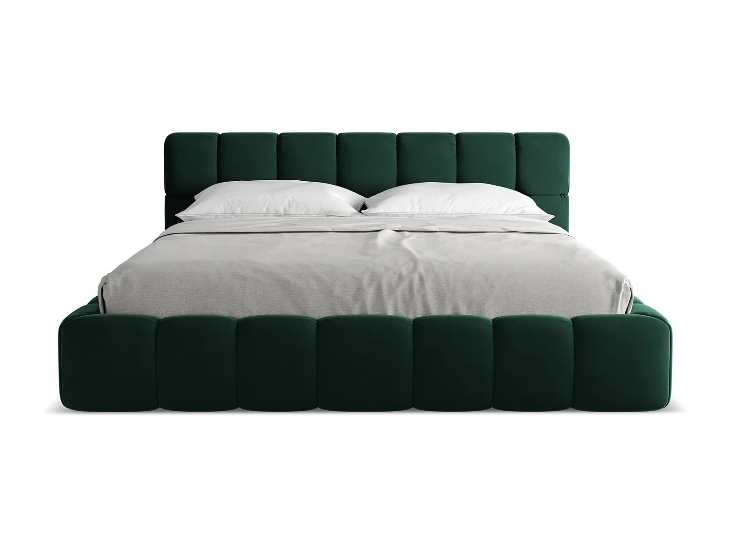 Lit coffre en velours 180 x 200 - bouteille verte - NALU