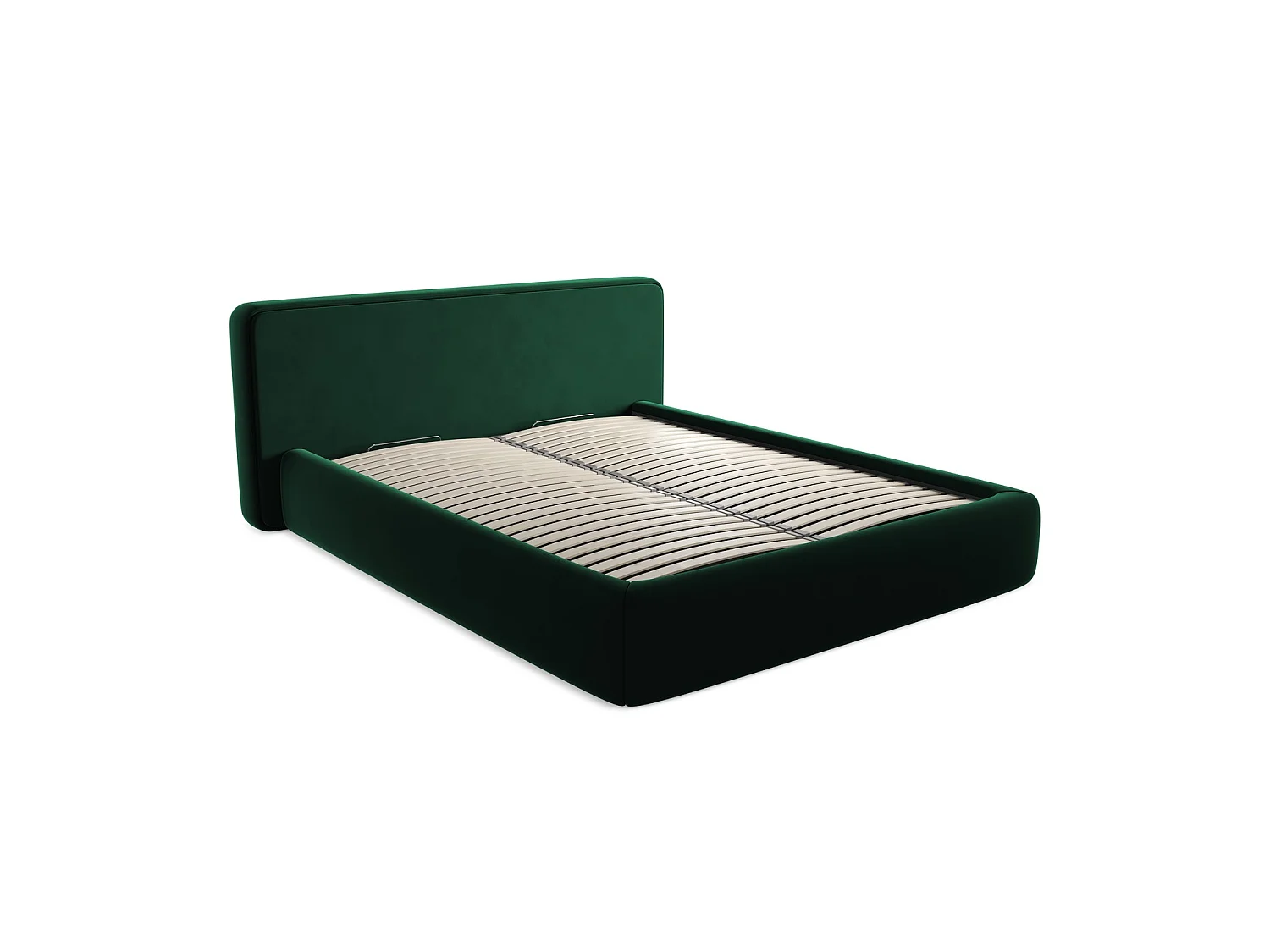 Bed met opbergruimte 200 x 225 - velours - flessengroen - FIRENZE