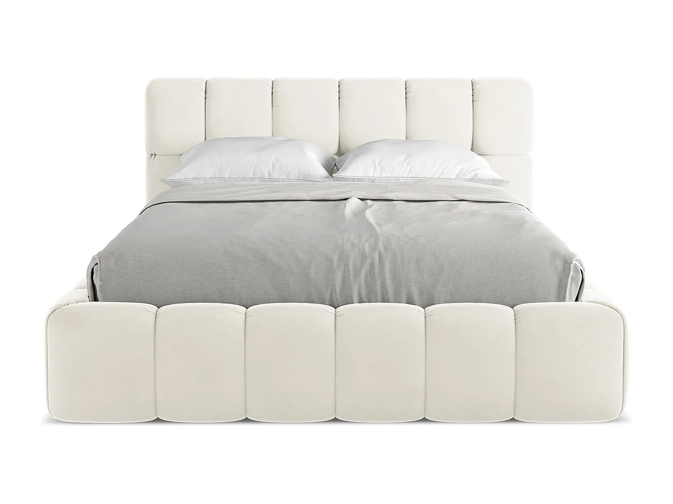 Bed met opbergruimte 160 x 228 - velours - lichtbeige - NALU
