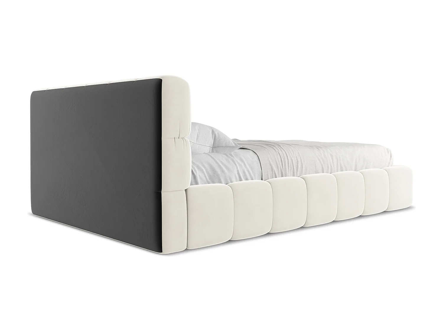 Bed met opbergruimte 160 x 228 - velours - lichtbeige - NALU