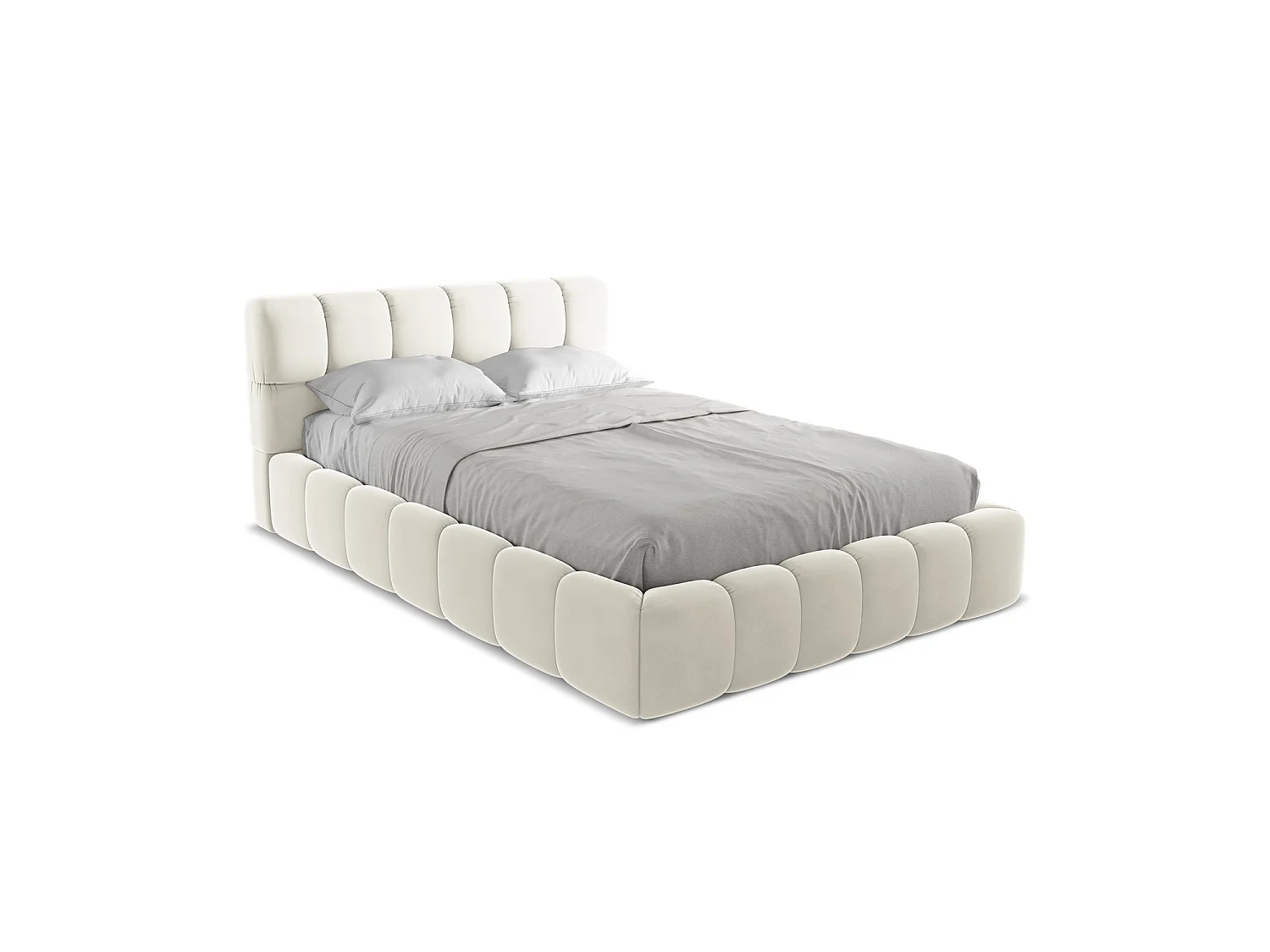 Bed met opbergruimte 160 x 228 - velours - lichtbeige - ROMA