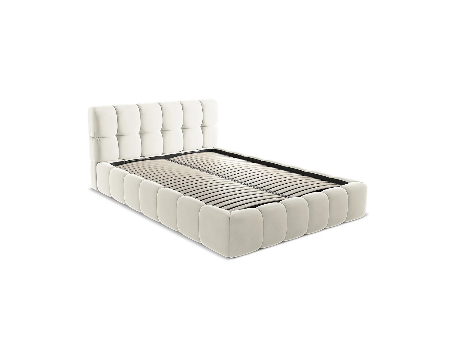 Bed met opbergruimte 160 x 228 - velours - lichtbeige - ROMA