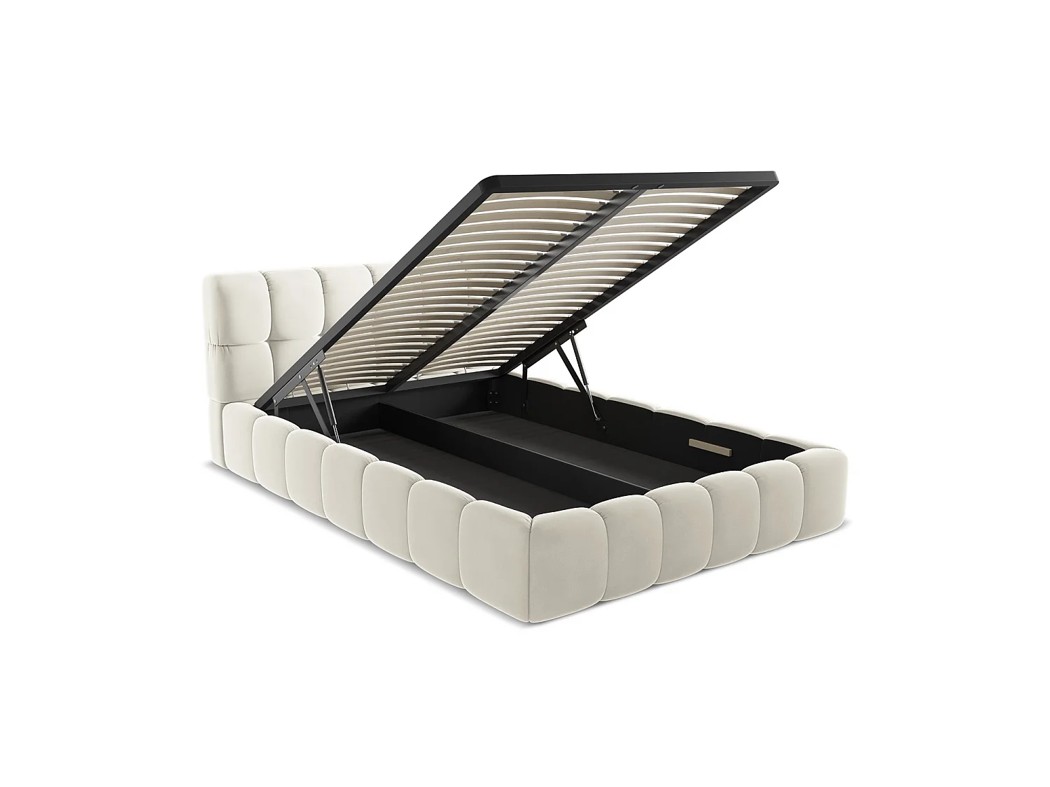 Bed met opbergruimte 160 x 228 - velours - lichtbeige - ROMA
