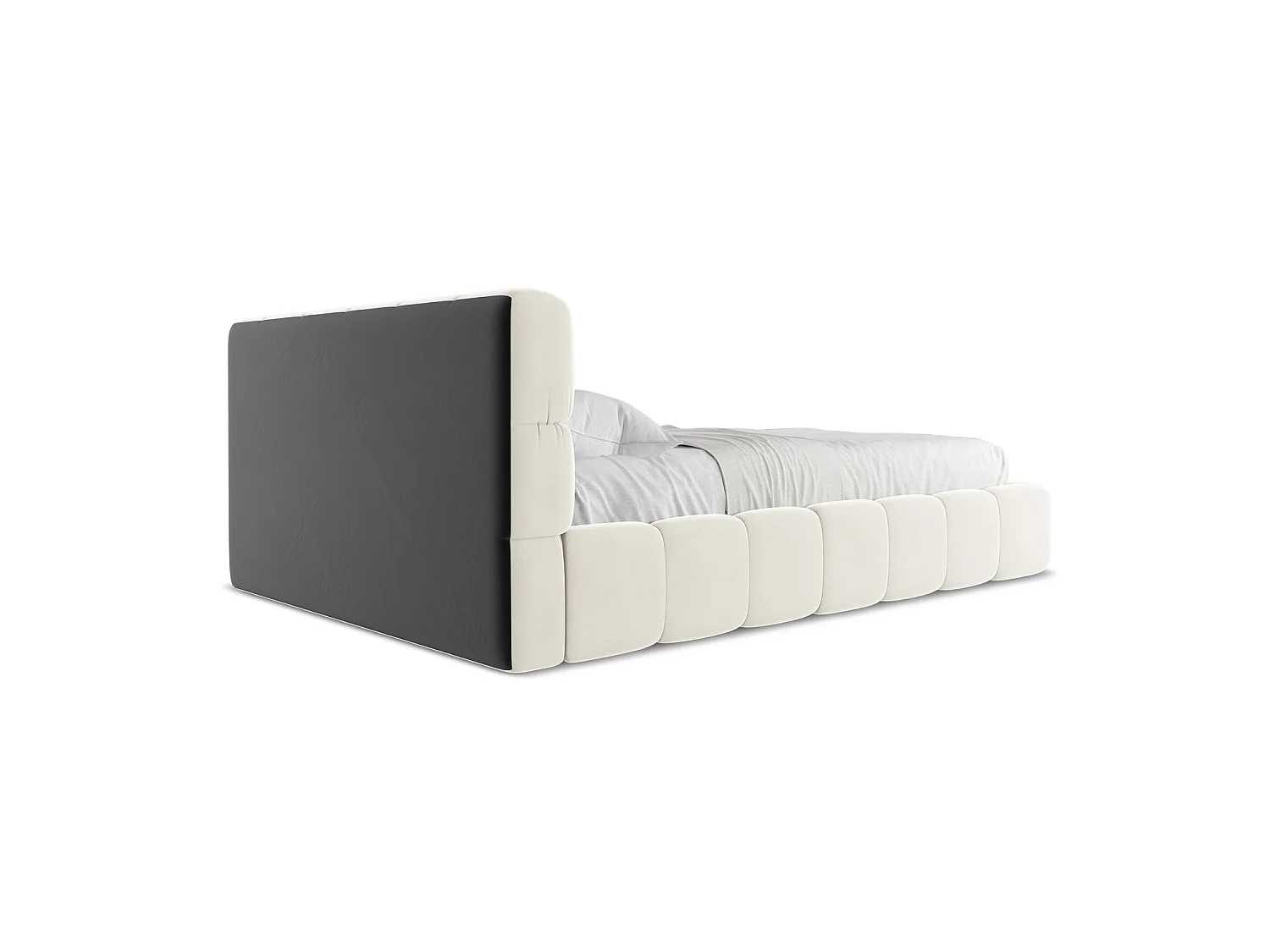 Bed met opbergruimte 160 x 228 - velours - lichtbeige - ROMA