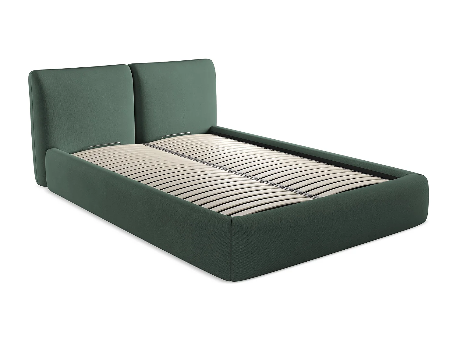 Lit coffre en tissu chenille 140 x 200 - vert - HOKU