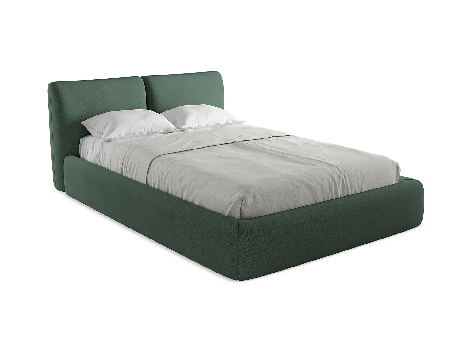 Bett mit Bettkasten - 160 x 228 - Chenille - Grün - HOKU