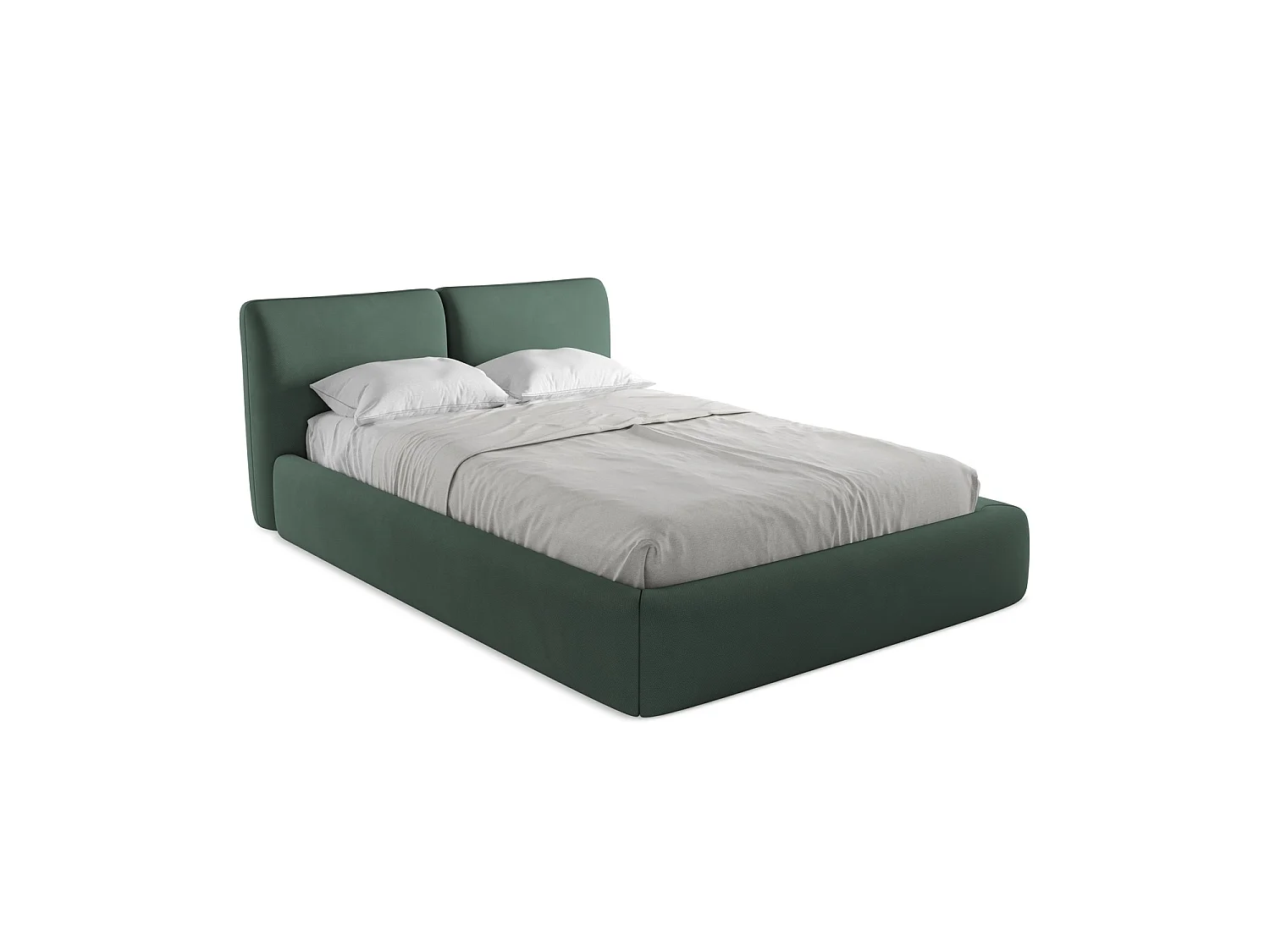 Bett mit Bettkasten - 160 x 228 - Chenille - Grün - MILANO
