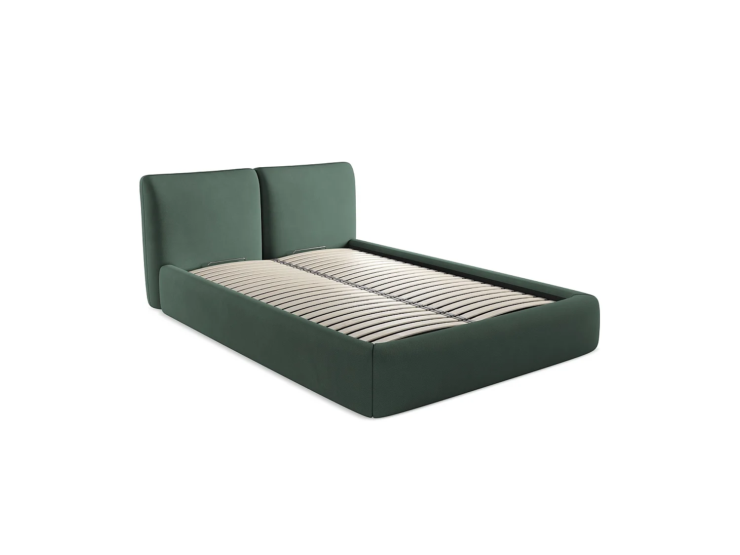 Bett mit Bettkasten - 160 x 228 - Chenille - Grün - MILANO