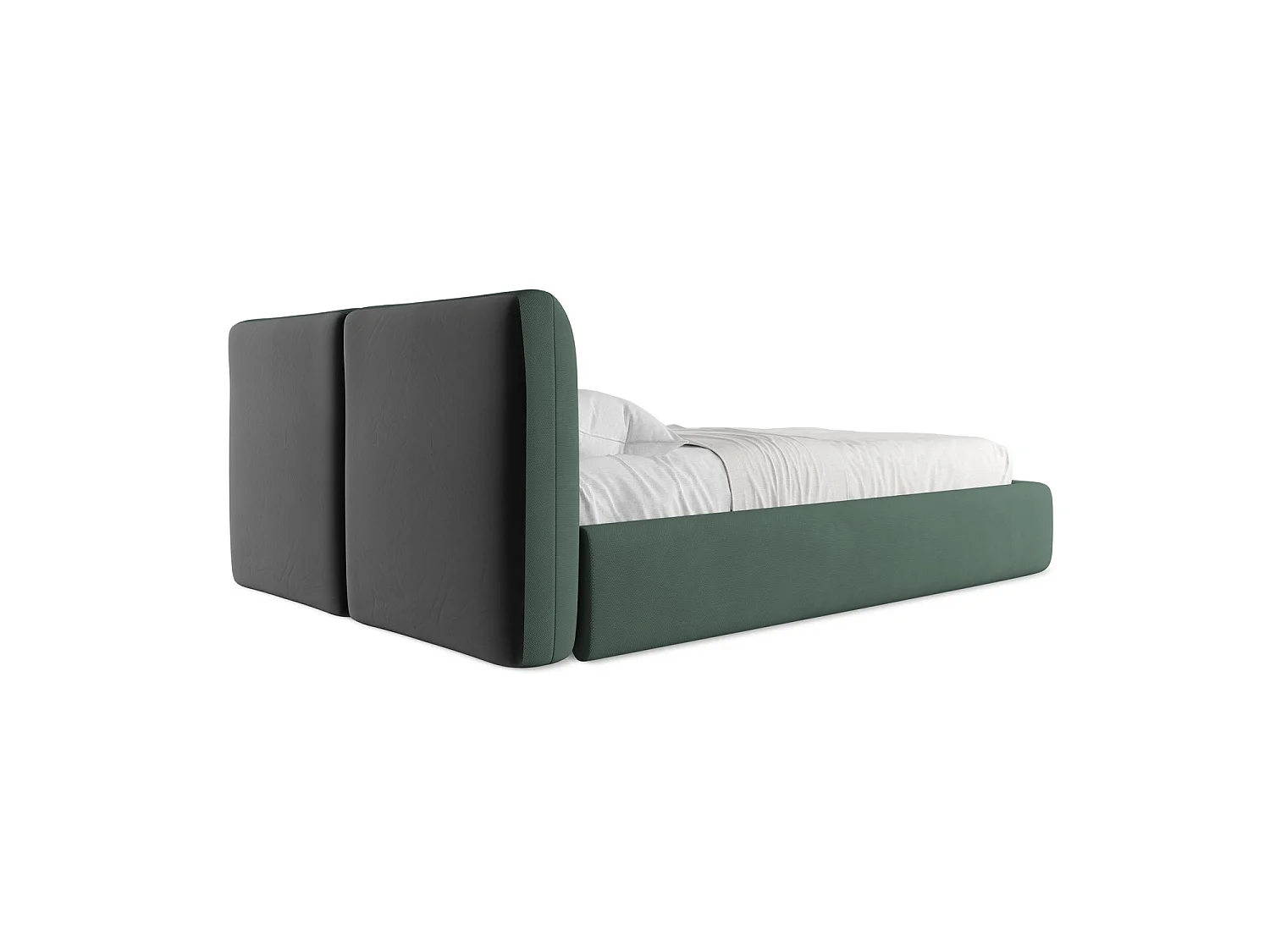 Bett mit Bettkasten - 160 x 228 - Chenille - Grün - MILANO