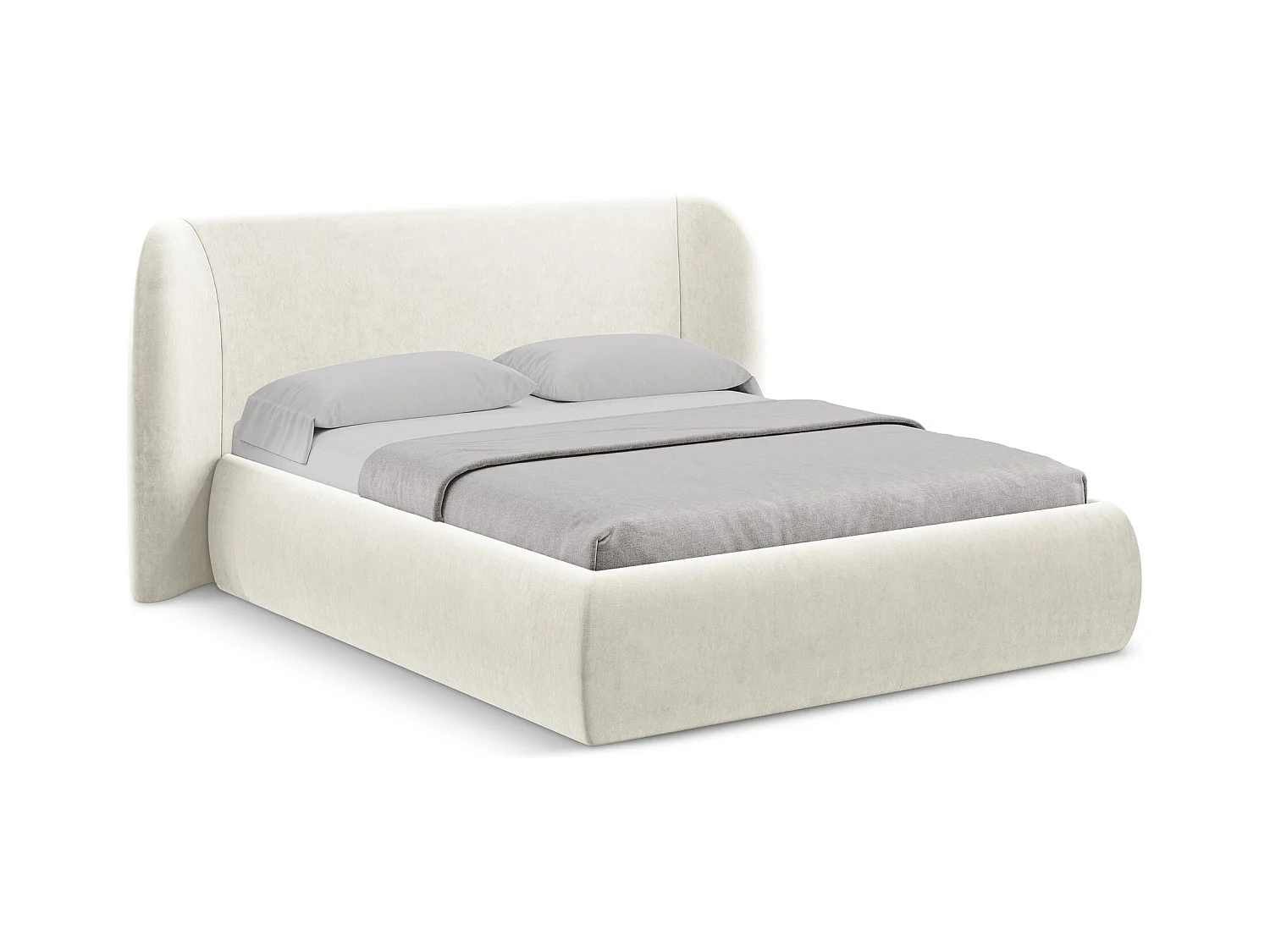 Lit coffre en velours 180 x 200 - beige clair - HAUKE
