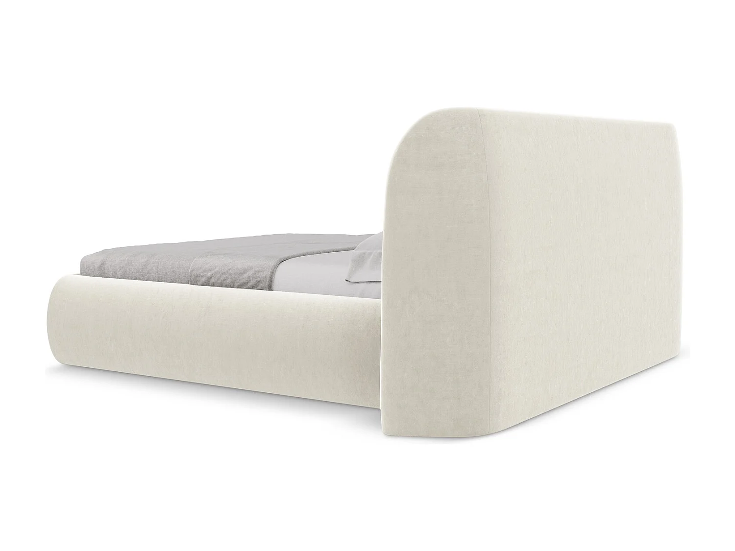 Bett mit Bettkasten - 230 x 215 - Samt - Hell beige - HAUKE