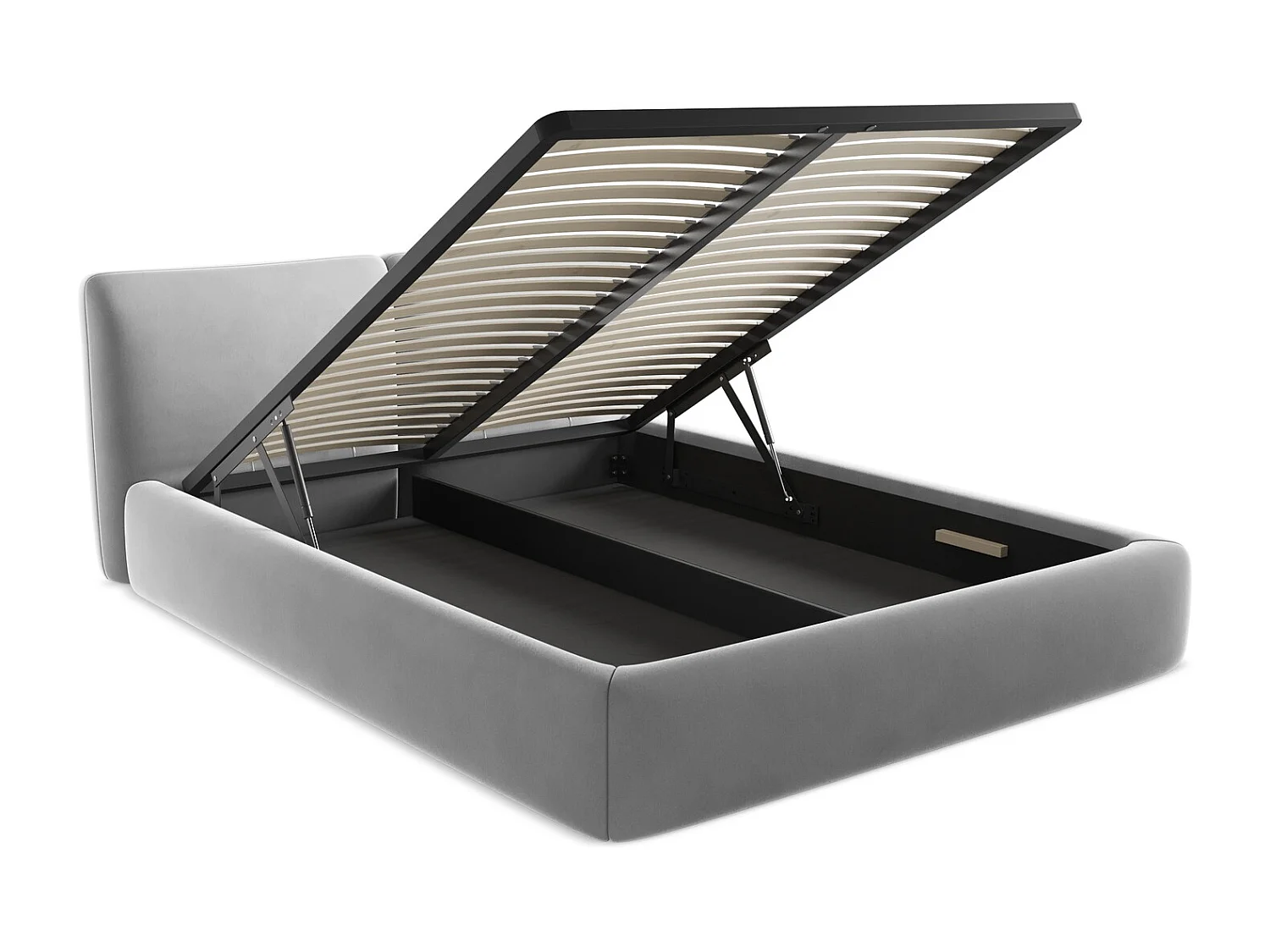 Lit coffre en velours 160 x 200 - acier - HOKU