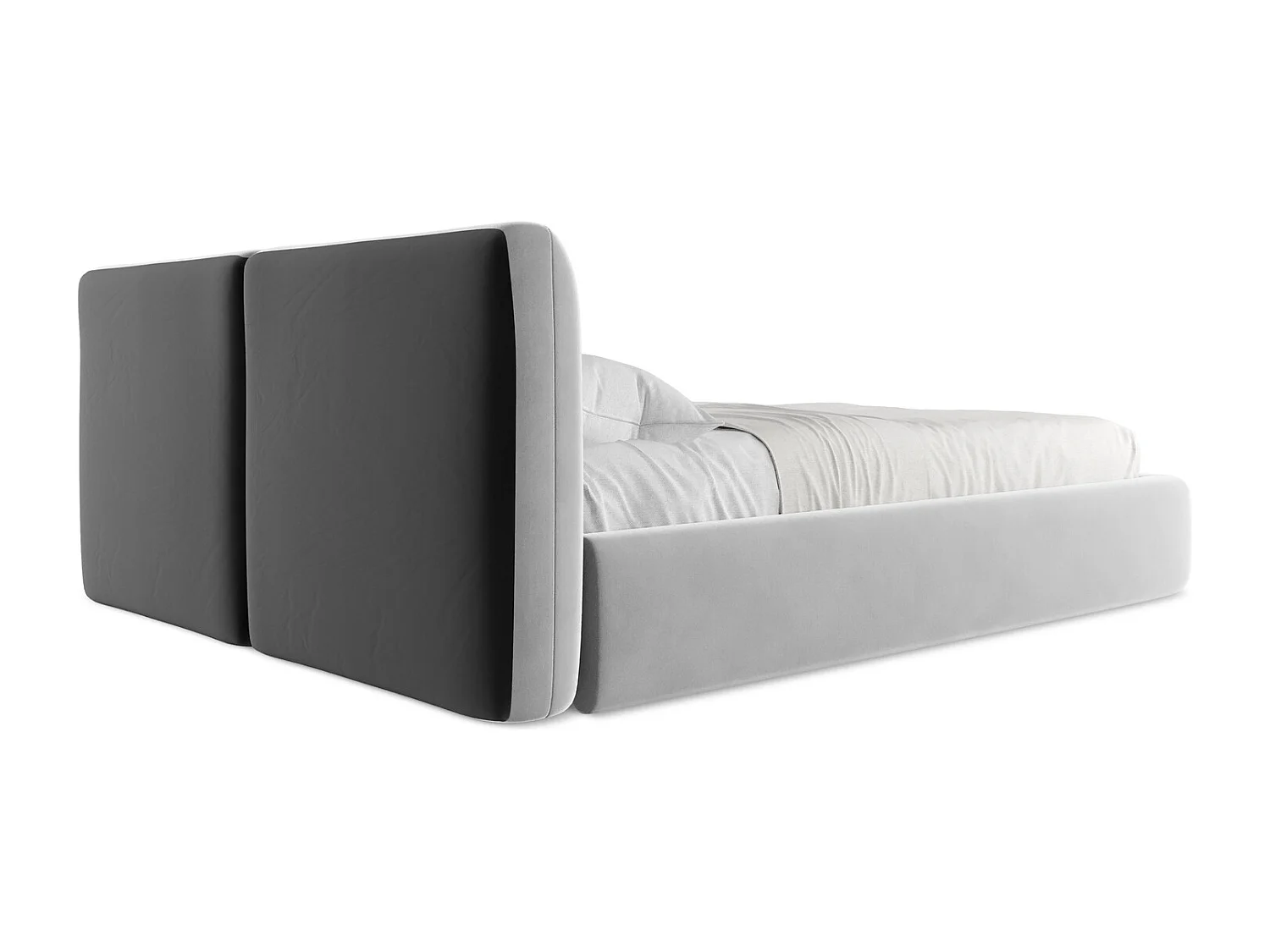 Lit coffre en velours 160 x 200 - acier - HOKU