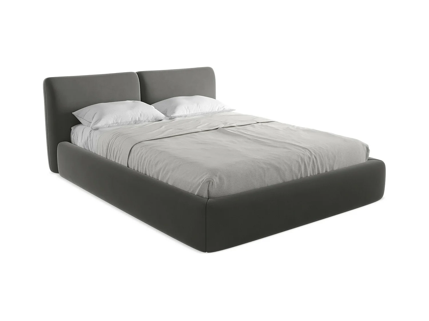 Bett mit Bettkasten - 180 x 228 - Samt - Stahl - HOKU