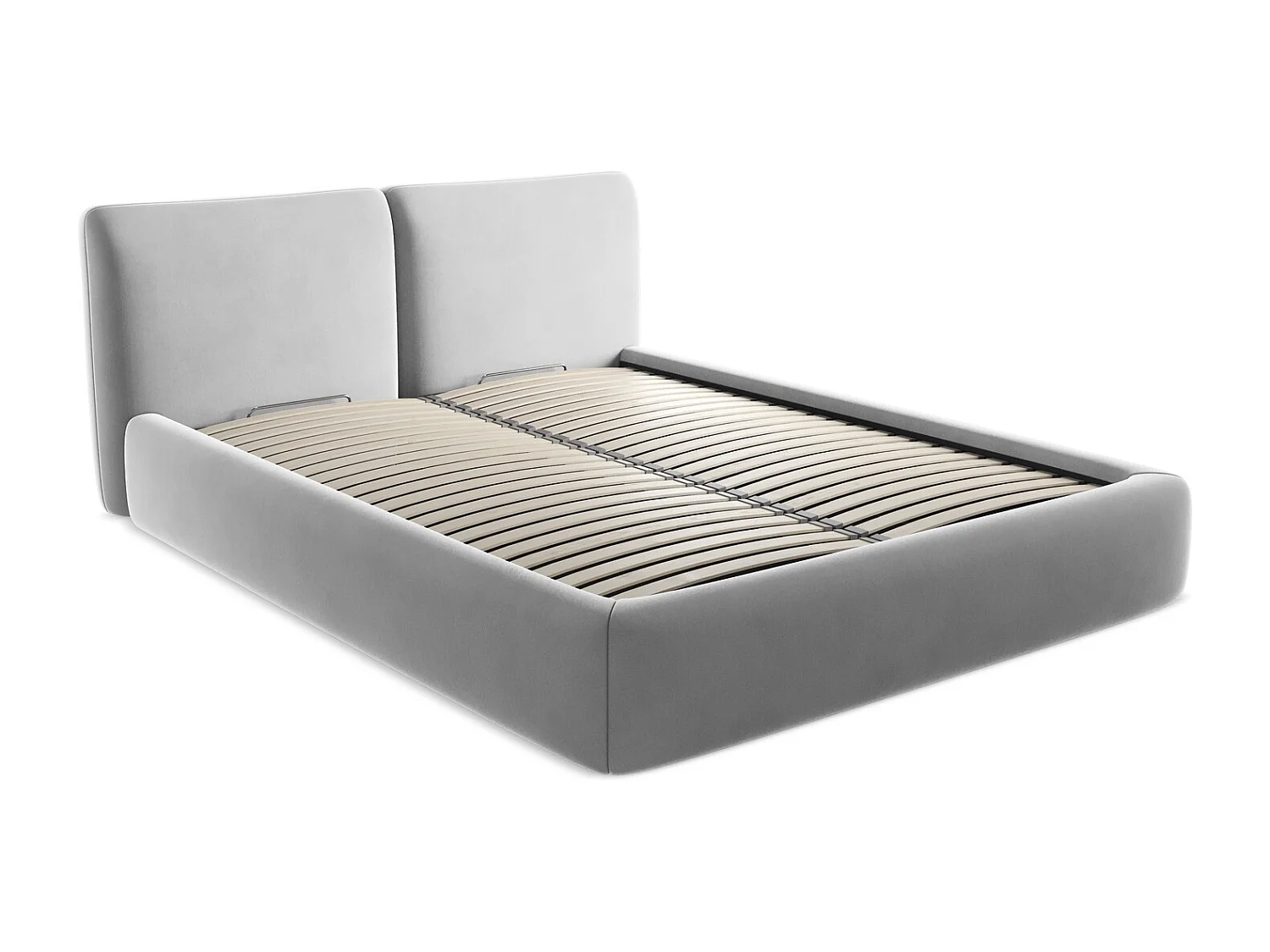 Lit coffre en velours 160 x 200 - acier - HOKU