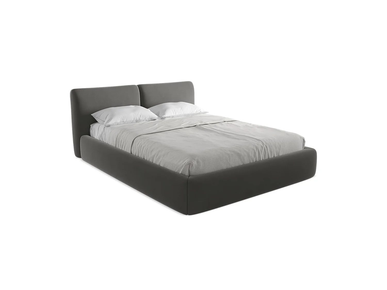 Lit coffre en velours 180 x 228 - acier - MILANO