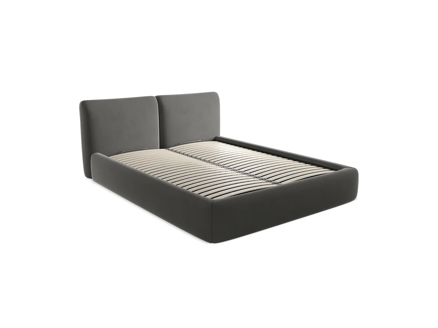 Lit coffre en velours 180 x 228 - acier - MILANO