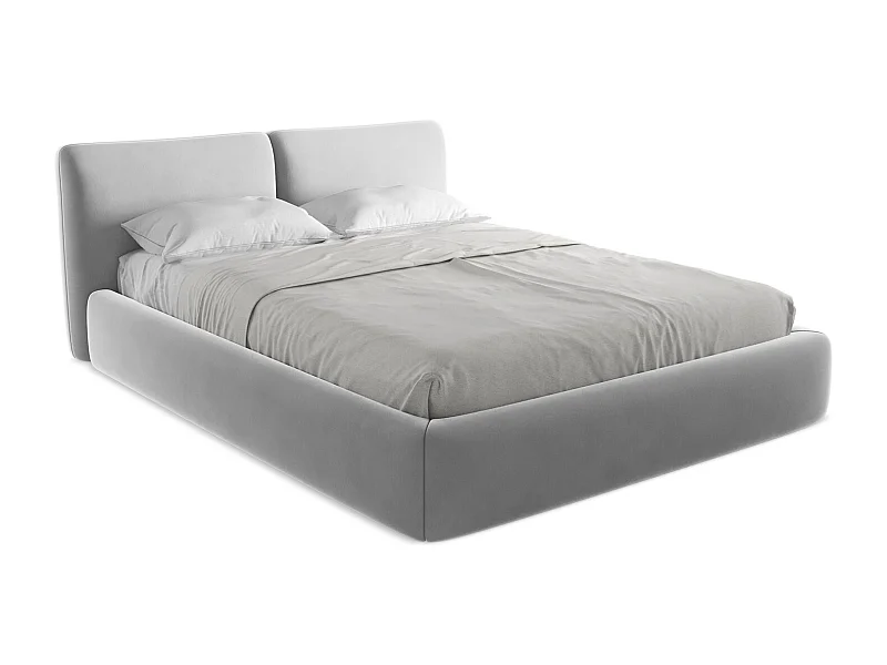 Lit coffre en velours 160 x 200 - acier - HOKU