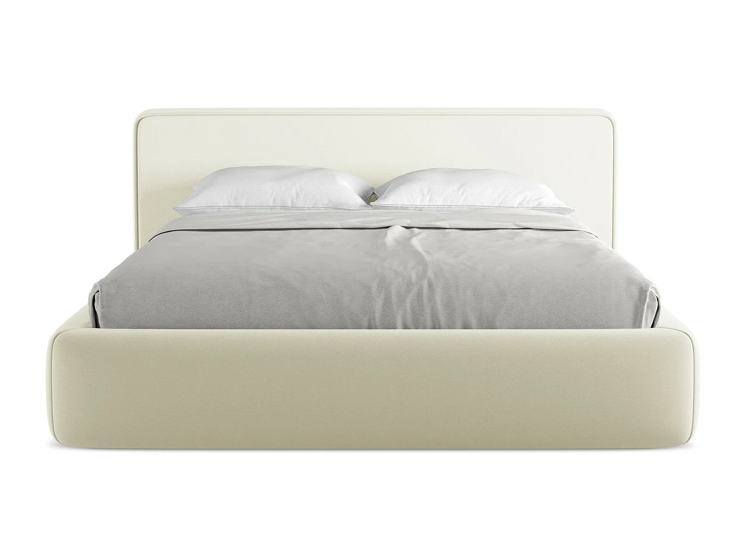 Cama com espaço de arrumação 160x200 cm em tecido bouclé - branco - KIANA
