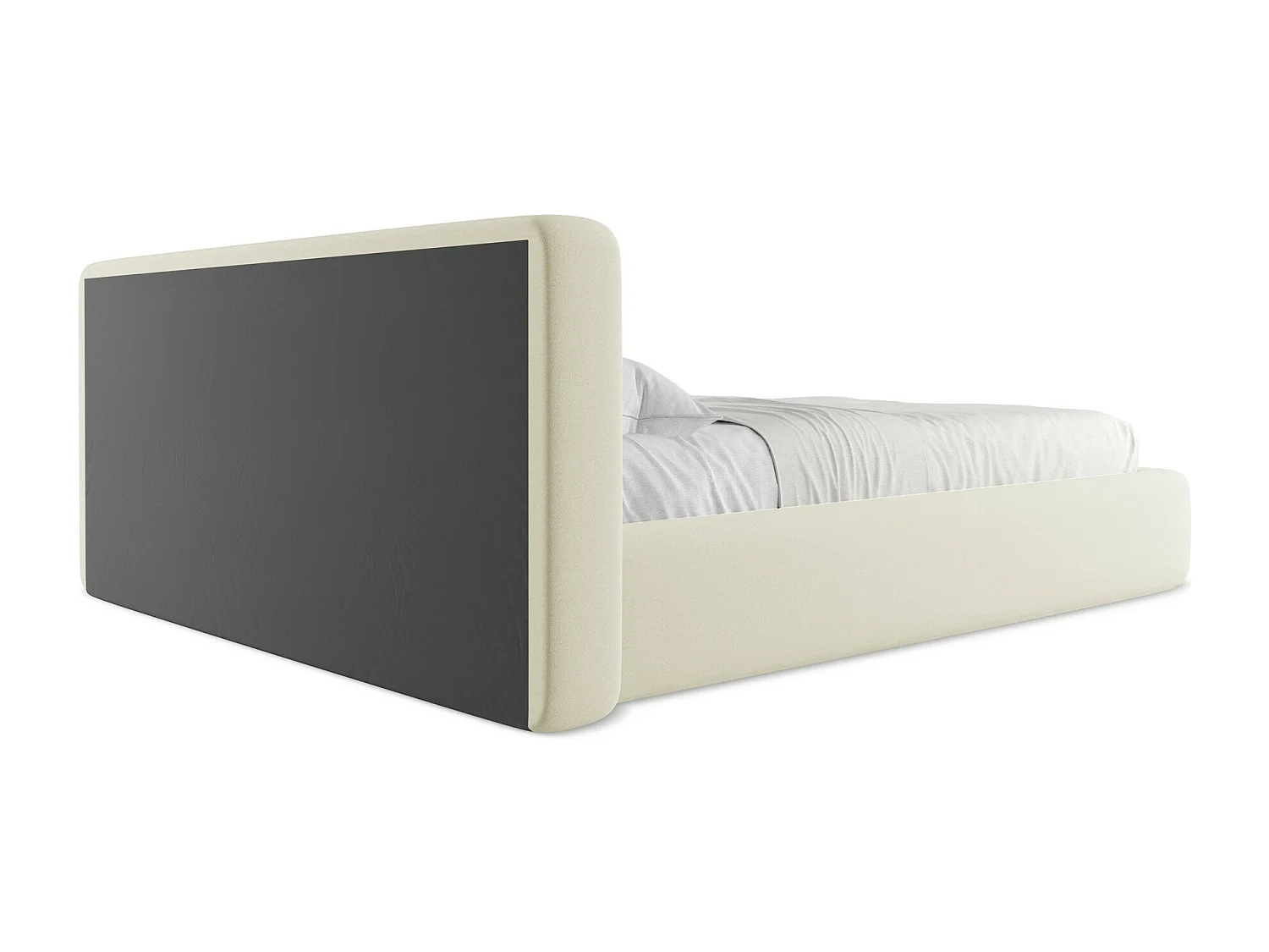 Cama com espaço de arrumação 160x200 cm em tecido bouclé - branco - KIANA