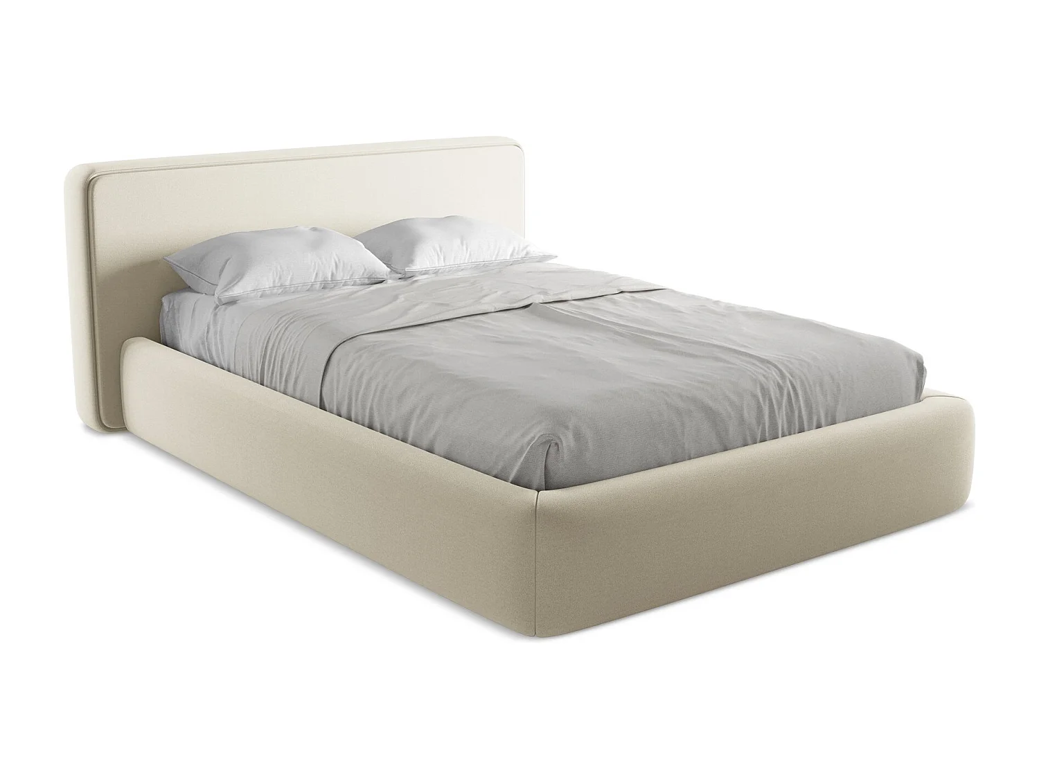 Bett mit Bettkasten - 180 x 225 - Bouclé - Hell beige - KIANA