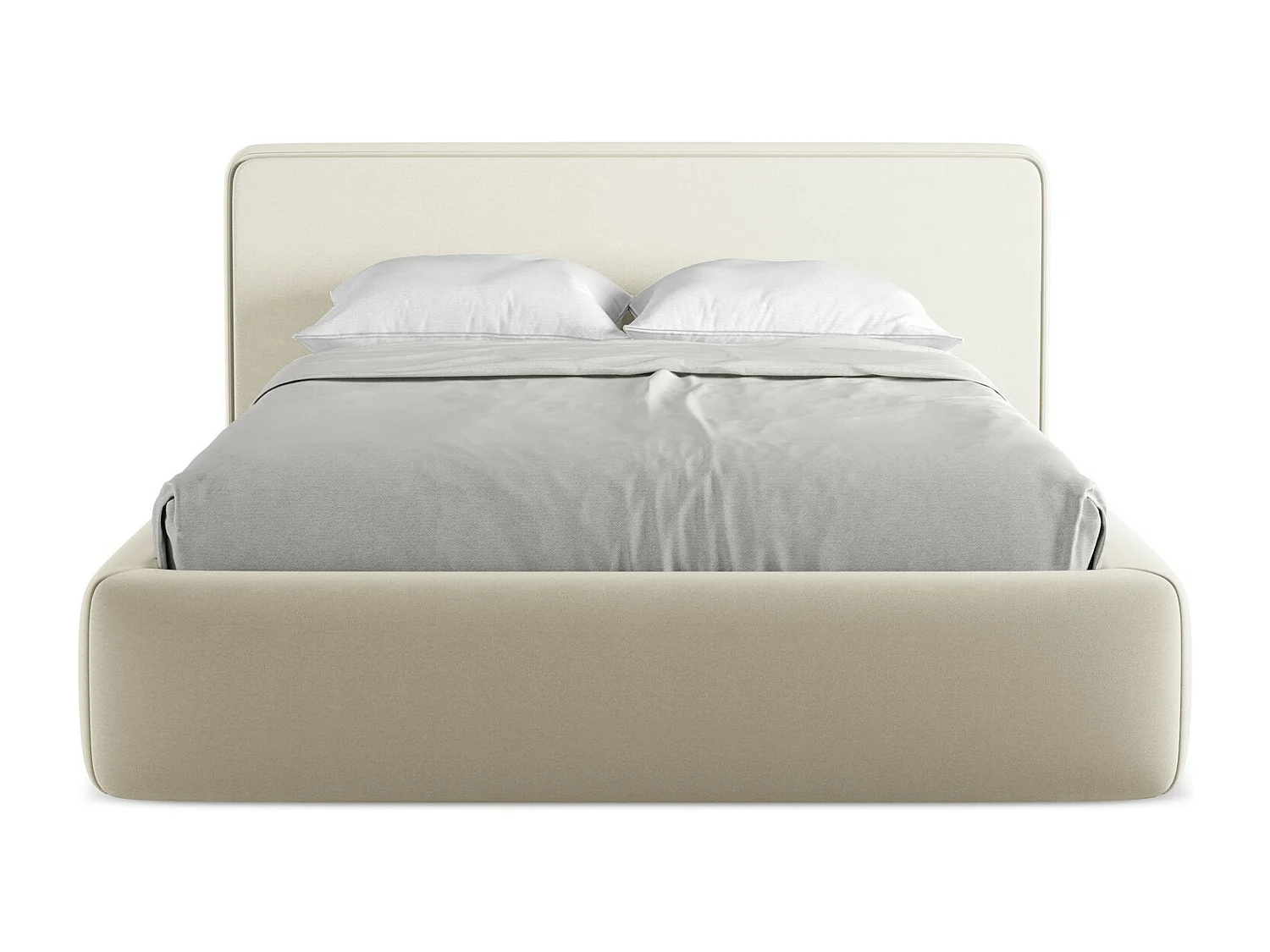 Bett mit Bettkasten - 180 x 225 - Bouclé - Hell beige - KIANA